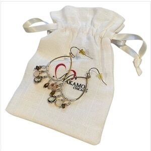 Nakamol Handmade Elegant Gold and Silver Teardrop Charm Earrings